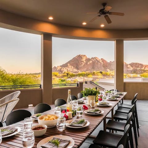 Gather for al fresco meals in the most majestic desert setting