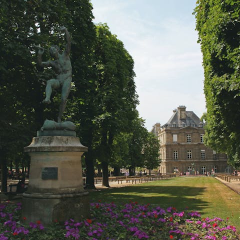 Explore the gardens of Jardin du Luxembourg, a thirteen-minute walk away