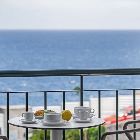 Drink up the sea vistas over morning coffees on your private balcony