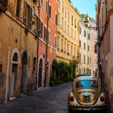 Explore the historic streets in the surrounding neighbourhood of Trastevere