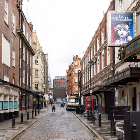 Stay on a street populated by West End theatres and catch a show one evening