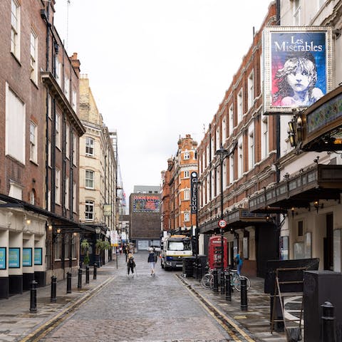Stay on a street populated by West End theatres and catch a show one evening