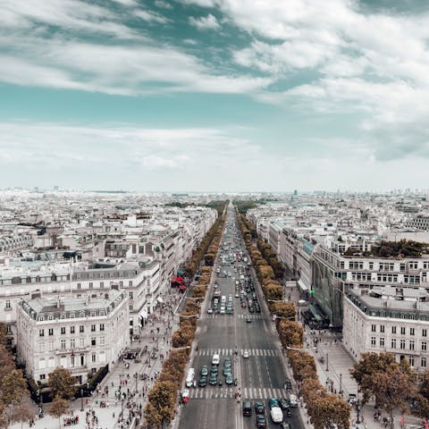 Travel ten stops on the metro to the iconic Champs-Elysées