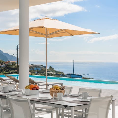 Enjoy breakfast with a view on the private terrace