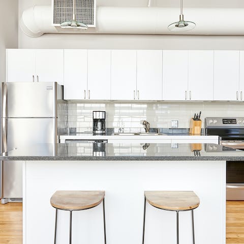 Grab a bite to eat at the sleek breakfast bar before setting off to explore