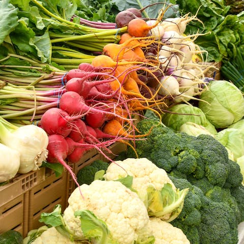Pick up some fresh produce from Rialto Market, just over a ten-minute walk away