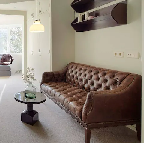 Put your feet up on the cosy sofa