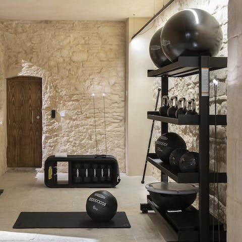 Keep on top of your fitness routine with use of the on-site gym equipment