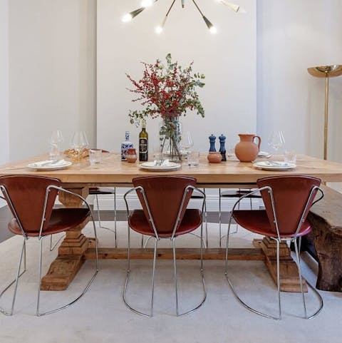 Gather around the grand dining table for dinners and board games at home