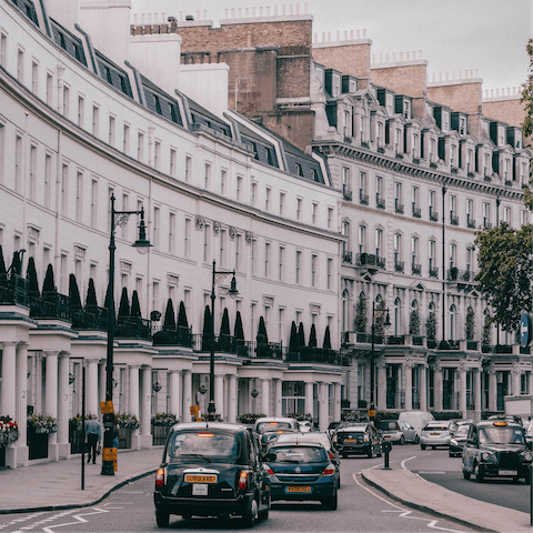 Stay in the illustrious area of Belgravia, just a four-minute walk to Belgrave Square