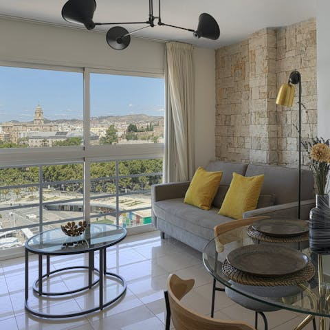 Admire the vistas over the city from the living room