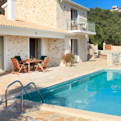 Cool off from the Paxos sunshine with a dip in the swimming pool 
