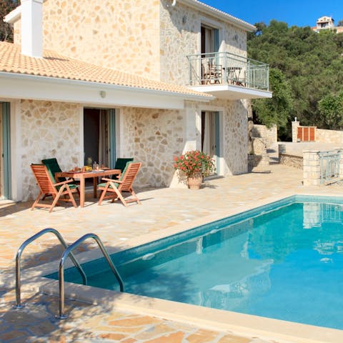 Cool off from the Paxos sunshine with a dip in the swimming pool