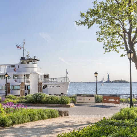 Catch the ferry from The Battery to Liberty Island to visit one of the world's most famous landmarks 