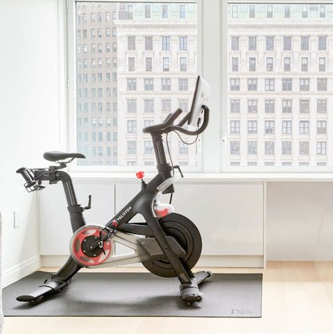 Start your morning with a mood-boosting cardio session on the Peloton