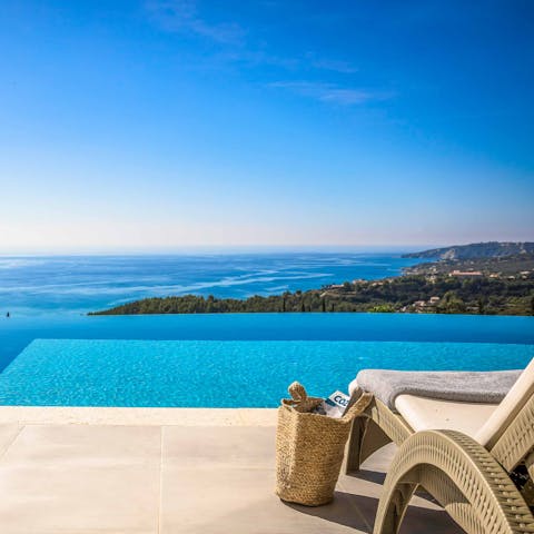 Take a dip in the infinity pool and admire the tranquil Ionian Sea