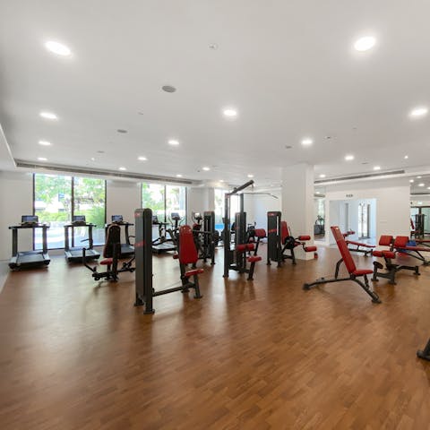 Work up a sweat in the shared on-site gym