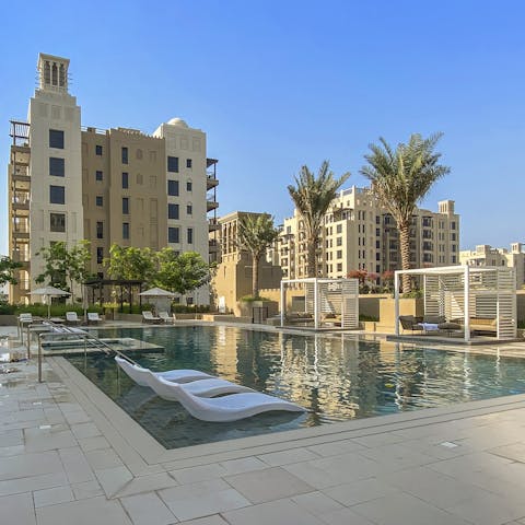 Catch some rays by the communal pool