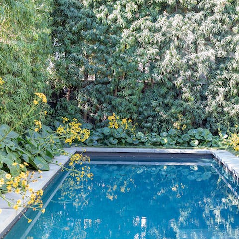 Cool down by taking a dip in the saltwater pool or outdoor shower