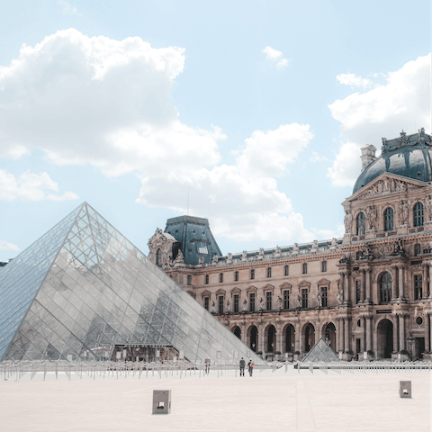Walk fifteen minutes to reach the vast collections of The Louvre