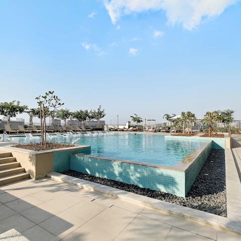 Make waves at the on-site swimming pool