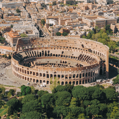 Experience the awe and wonder of Rome’s most iconic buildings – the Colosseum is a ten–minute walk away