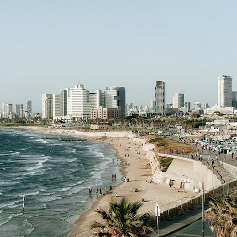 Take a trip to the beautiful coastline of Tel Aviv on the sunny afternoons