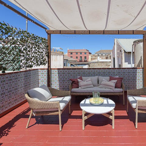 Relax with a glass of tinto de verano on the roof terrace