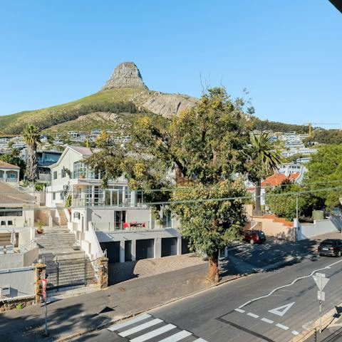 Look out to views of Table Mountain from the private balcony