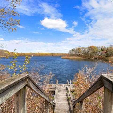 Head across the road to the private dock and relax lakeside for a while
