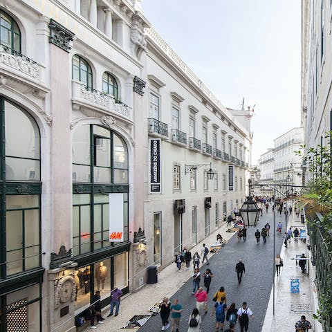 Indulge in some retail therapy on Rua do Carmo, right outside your front door