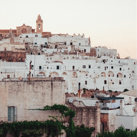 See the unique architecture of Ostuni, only twenty-five minutes away in the car