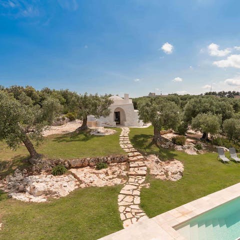 Stay a night in the Trullo suite at the end of the garden