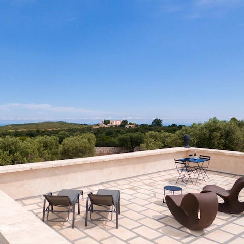 Head up to the rooftop terrace and gaze out to the Adriatic Sea in the distance