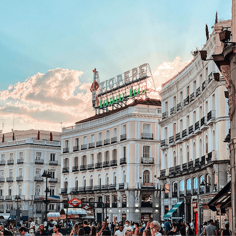 Take a three-minute walk to Puerta del Sol