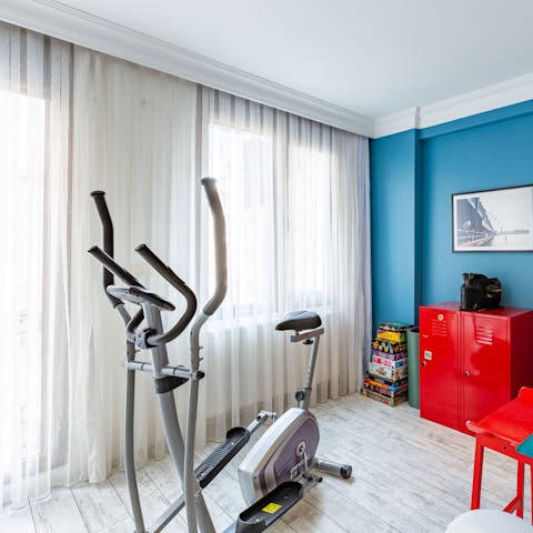 Start the day with an invigorating workout on the cross-trainer