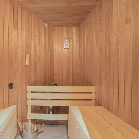 Unwind after a tiring day on the mountains with a session in the sauna