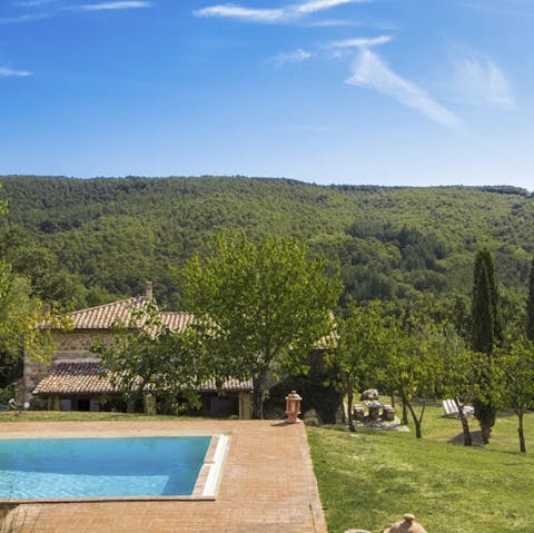 Make a splash in the pool, with rolling hills as the backdrop