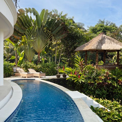 Start the day with a dip in the pool, surrounded by verdant plant life