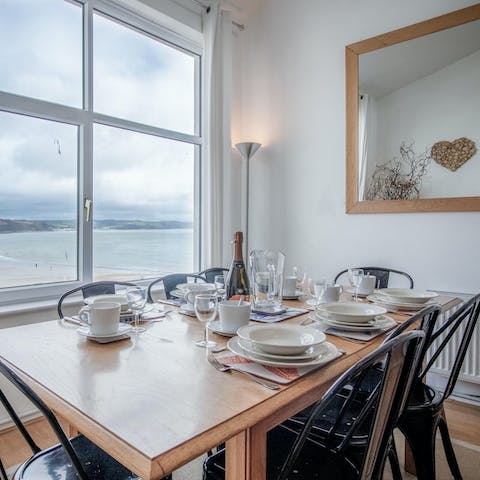 Enjoy views of Saundersfoot Bay as you tuck into breakfast