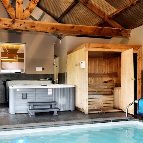 Enjoy some well–deserved rest & relaxation in the sauna and hot tub