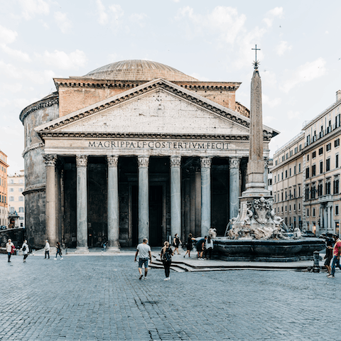 Visit one of the best-preserved examples of Roman architecture — the Pantheon — in under twenty minutes on foot
