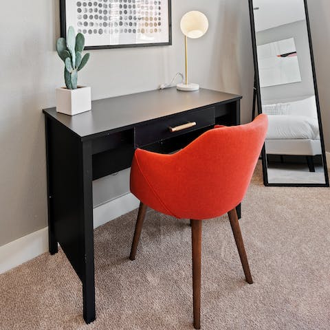Work from home with ease at the stylish desk