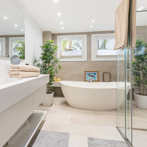 Have a soak in the freestanding bath before heading out for an evening in Palma
