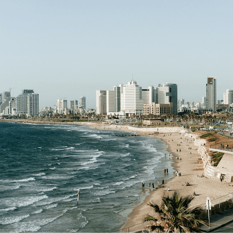 Stroll onto the sandy shores of Jerusalem Beach, a mile away