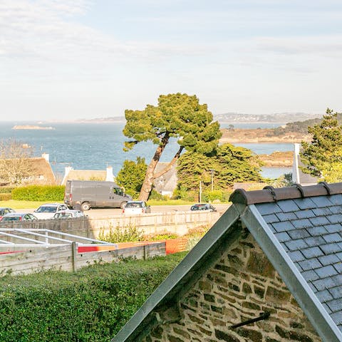 Admire the views across the rooftops to the sea