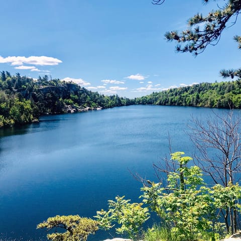 Hike the trails of Minnewaska State Park, a fifteen-minute drive away