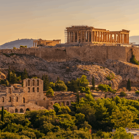 Gaze up at the Acropolis from your apartment at the base of Areopagus Hill