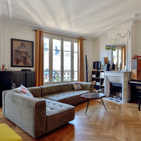 Sip coffee in this classically Parisian apartment before going out sightseeing