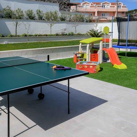 Play a few games of table tennis and let the little ones loose on the lay equipment